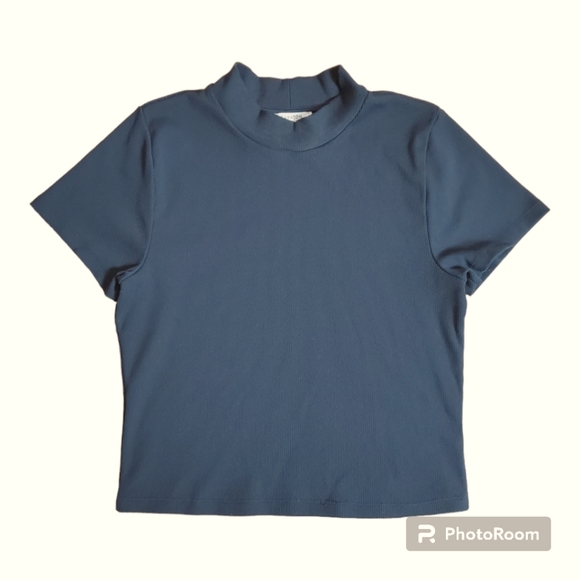 Aritzia Babaton GONZALO T-SHIRT High Neck Ribbed Crop Top Womans XL - Picture 2 of 6